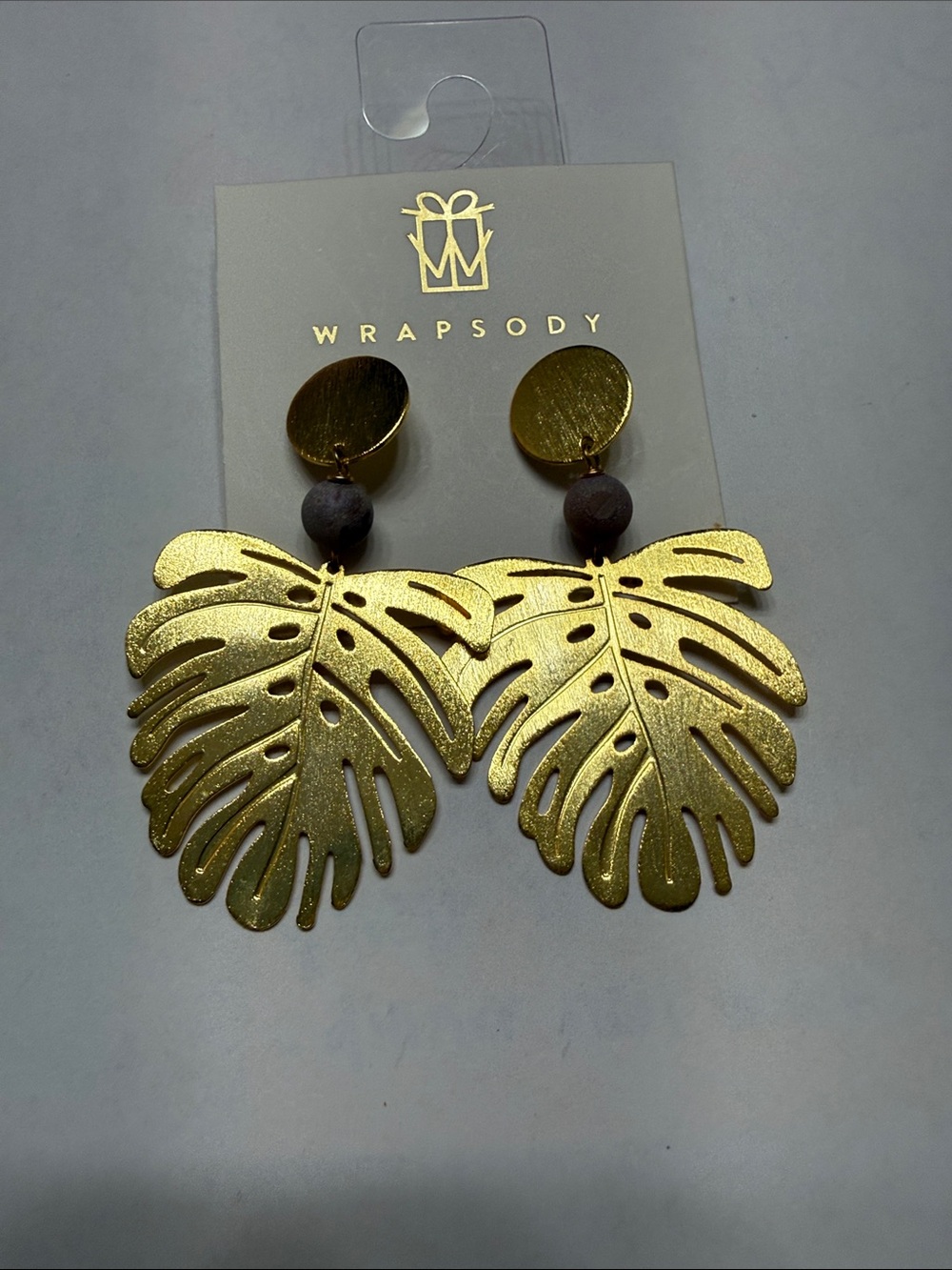 Rhapsody Gold Monstera Leaf Drop Earrings
